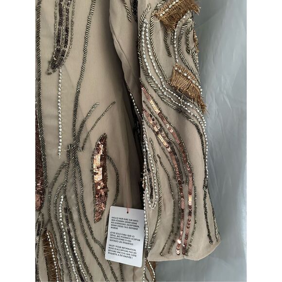 Asos Design Women's Embellished Swirl Mini Dress Taupe Size 14 🛑 - Picture 4 of 14